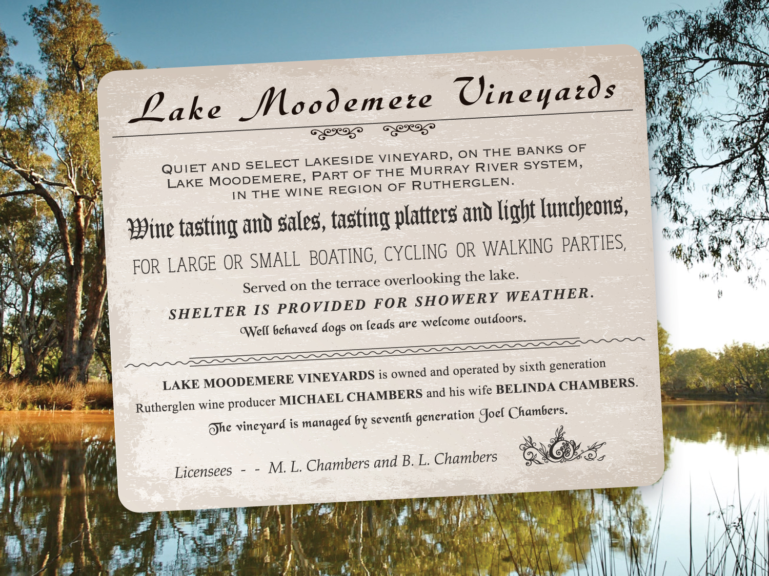 Lake Moodemere Wines Sign – Purple Possum Design – Graphic Design Wangaratta